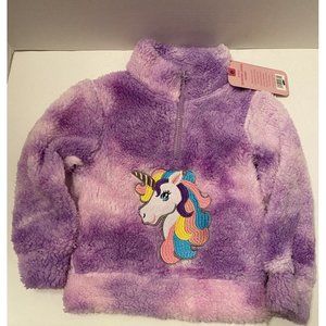 Seven Apparel Kids Girls 3T Quarter Zipper Jacket Purple Unicorn